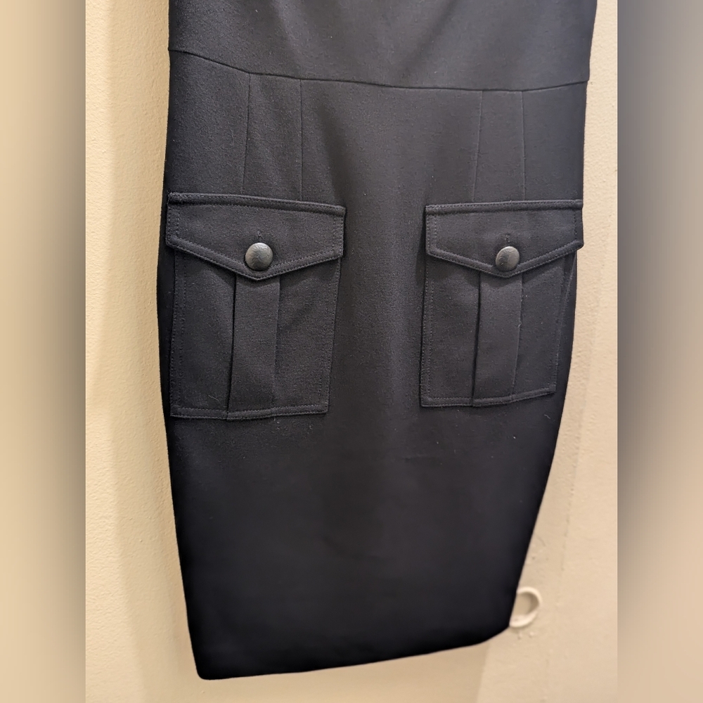 Trina Turk Black Brigadier Dress Ponte Sheath Sleeveless Round Neckline- M - Picture 5 of 16